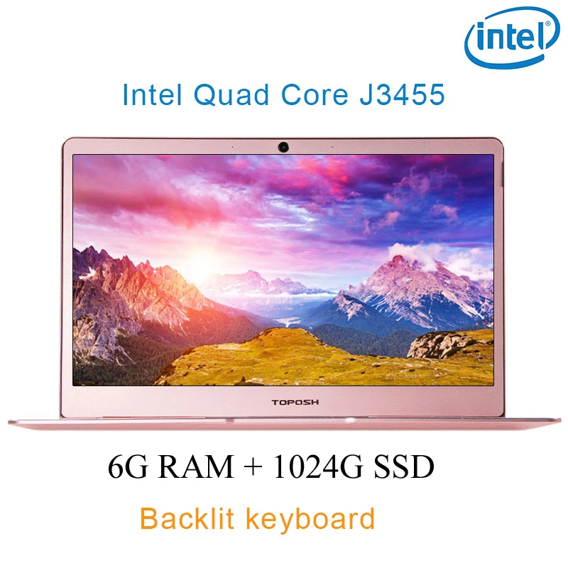 

P9-05 Rose gold 6G RAM 1024G SSD Intel Celeron J3455 18" Gaming laptop notebook desktop computer with Backlit keyboard