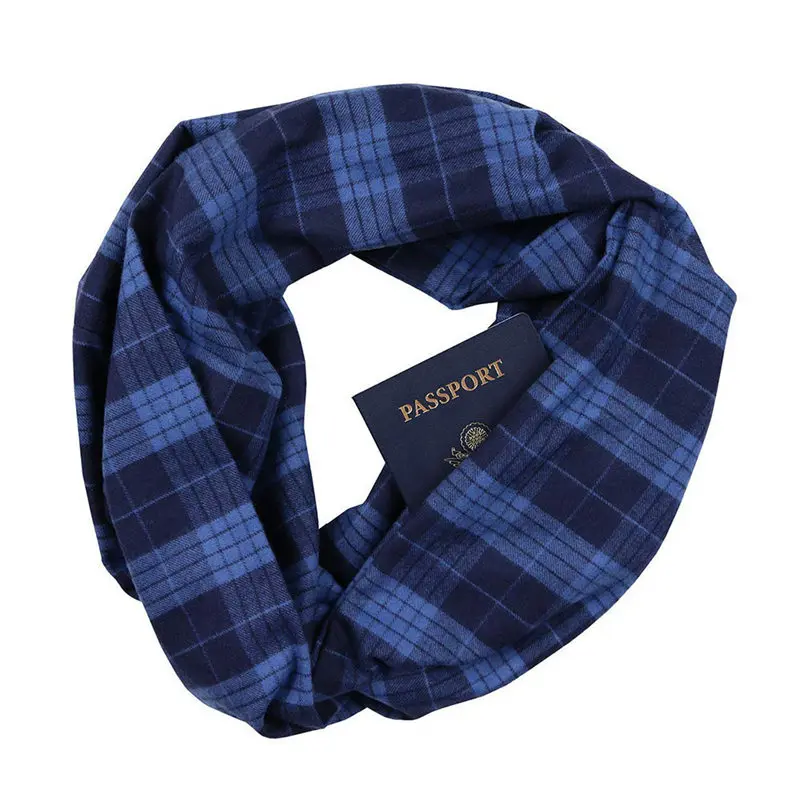 Women Loop Scarf Infinity Wrap Hidden Zipper Pocket Warm Travel Couple women's scarves handkerchief hijab scarf 40MA0812