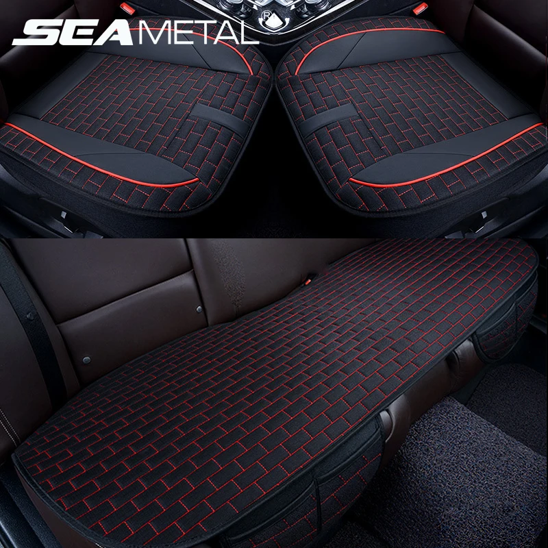 

Fashion Car Seat Covers Flax&Leather Automobiles Seat Cover Four Seasons Universal Auto Interior Accessories Breathable Cushion