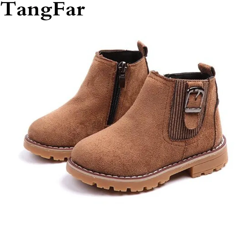 

Autumn Children Boots Nubuck Leather Metal Decoration Kids Boots For Girls Rubber Ankle Botas Sneakers