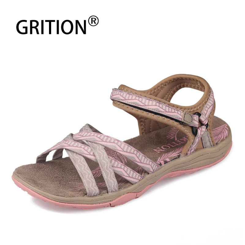 GRITION Women Sandals Fashion Summer Female Shoes Outdoor Ladies Flat Casual Sandals Anti-slip Trekking Shoes