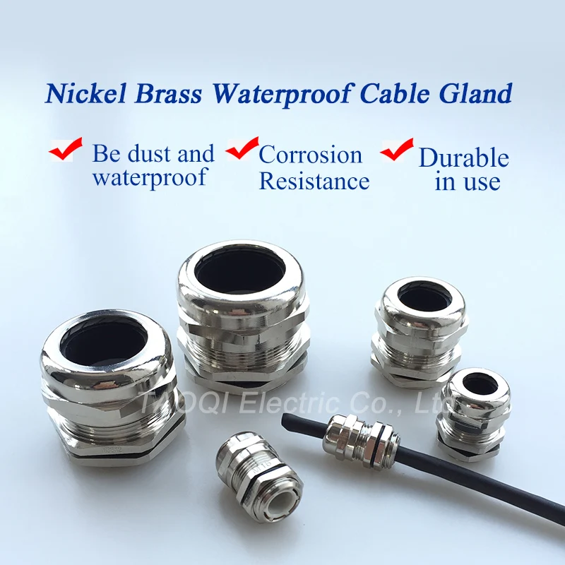 latón 25 mm 16 mm Glándula de Cable PG29 acabado metálico-Níquel