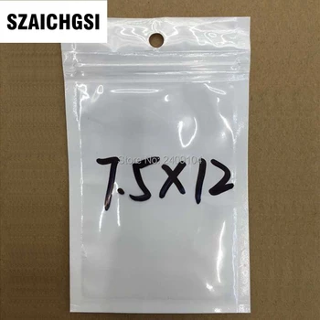 

SZAICHGSI 7.5 x 12cm Clear+White Zipper Lock Pearl Bag Retail Plastic Package Bag Poly OPP Packing Bag for earphone 2000pcs