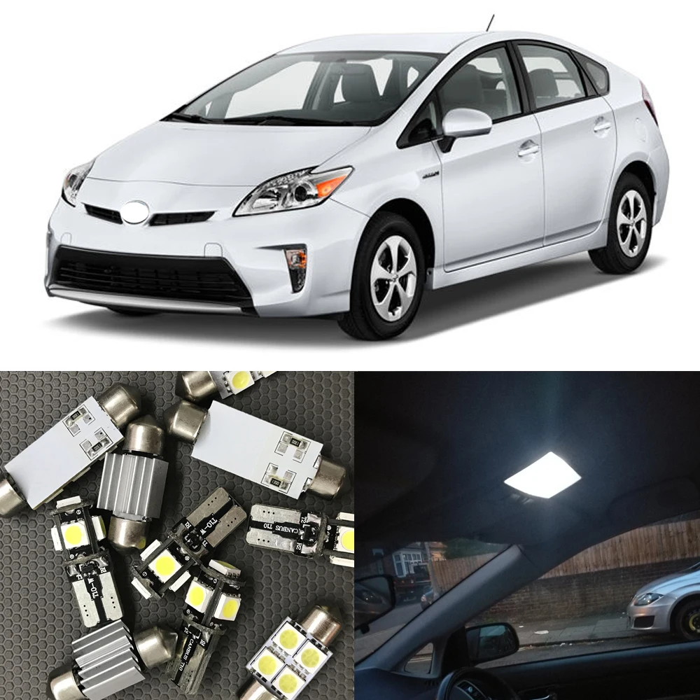 8Pcs White LED Lights Interior Package Kit For 2004 2012 Toyota Prius C
