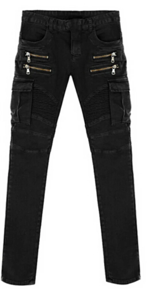 Модные новые мужские джинсовые брюки, Стрейчевые обтягивающие джинсы, все размеры - Цвет: Черный