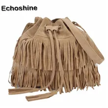 Fahsion Women Messenger bag Women Casual Tassel Solid Bags Drawstring Shoulder Crossbody Bags bolsa feminina wholesale