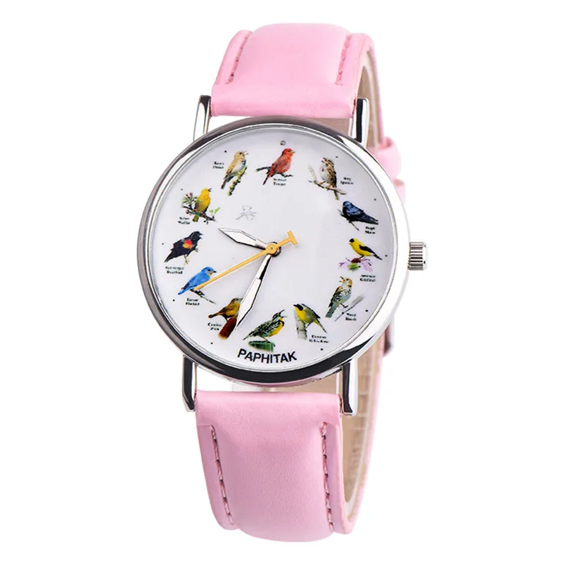 Fashion Women Watches Ladies Casual Watch Couple Retro Bird Design Leather Band Analog Alloy Quartz Wrist Watch Clock J13#N (2)