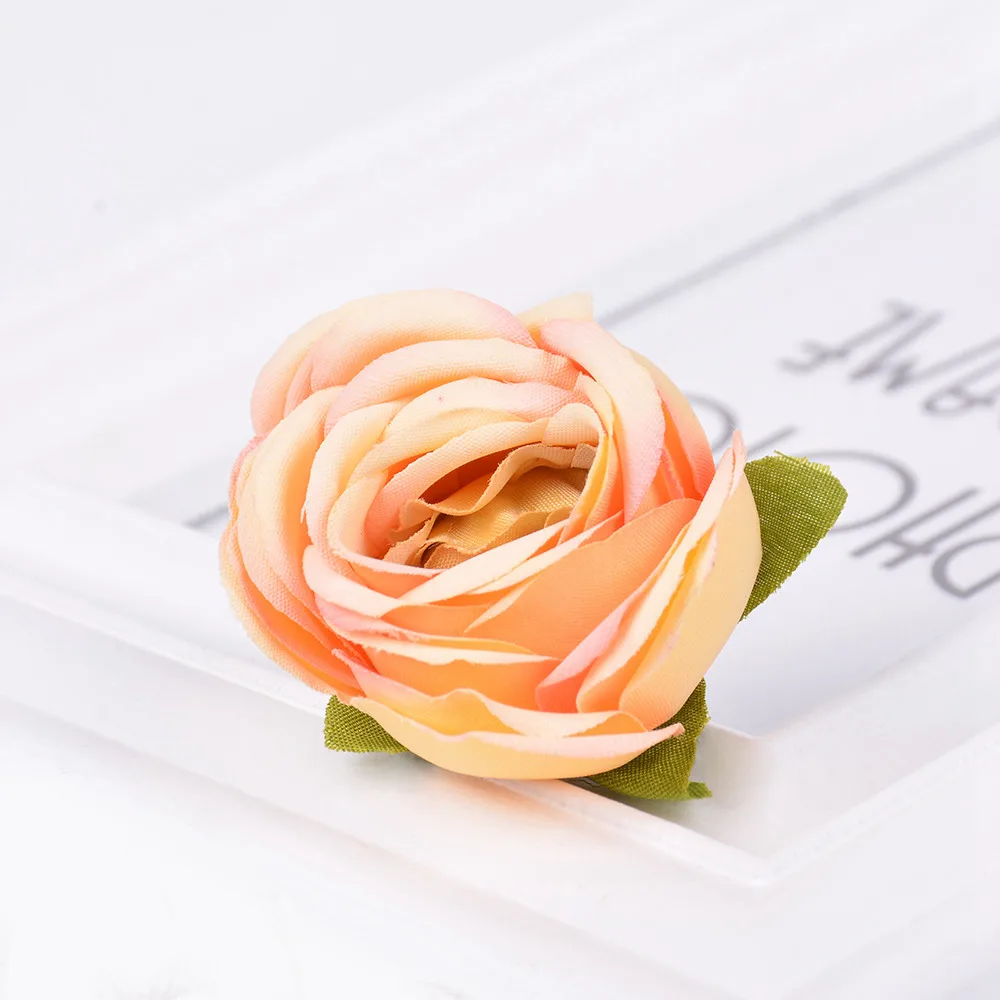 5 шт./лот, осенний цвет, Шелковый бутон розы, искусственный цветок, сделай сам, венок ручной работы, скрапбук, свадебное украшение для дома, подарок, искусственный цветок - Цвет: Оранжевый