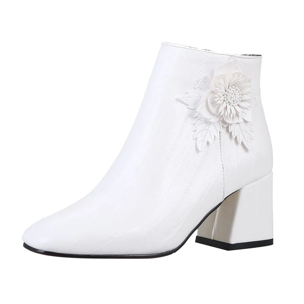 SAGACE/Женская обувь на высоком каблуке; ботильоны в стиле ретро с цветочным принтом; женские ботинки с боковой молнией; botas mujer invierno;