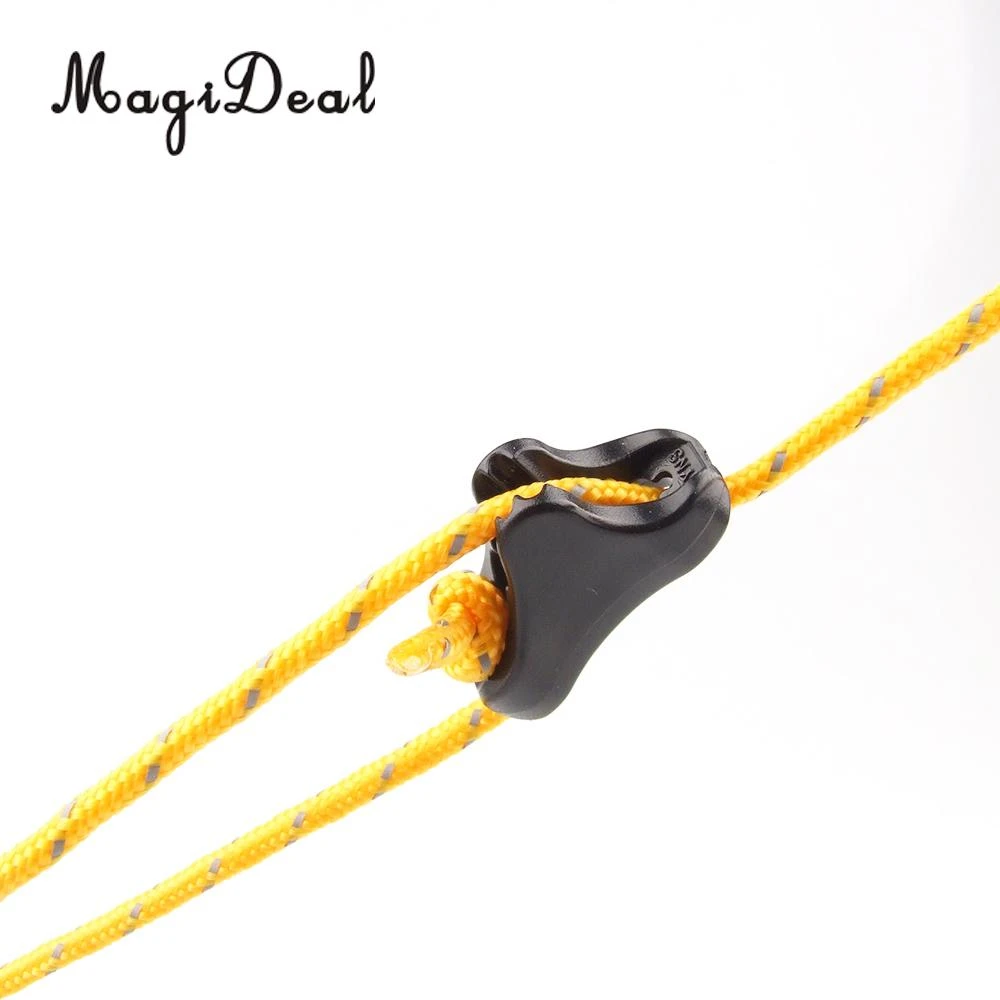 10Pcs Black Plastic Camping Tent Guyline Runners Cord Rope Tensioners L