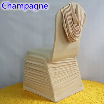 Цвета шампанского Универсальный стул из лайкры обложки Раффлед верхняя крышка стул спандекс Плиссированные роскошные свадебные украшения