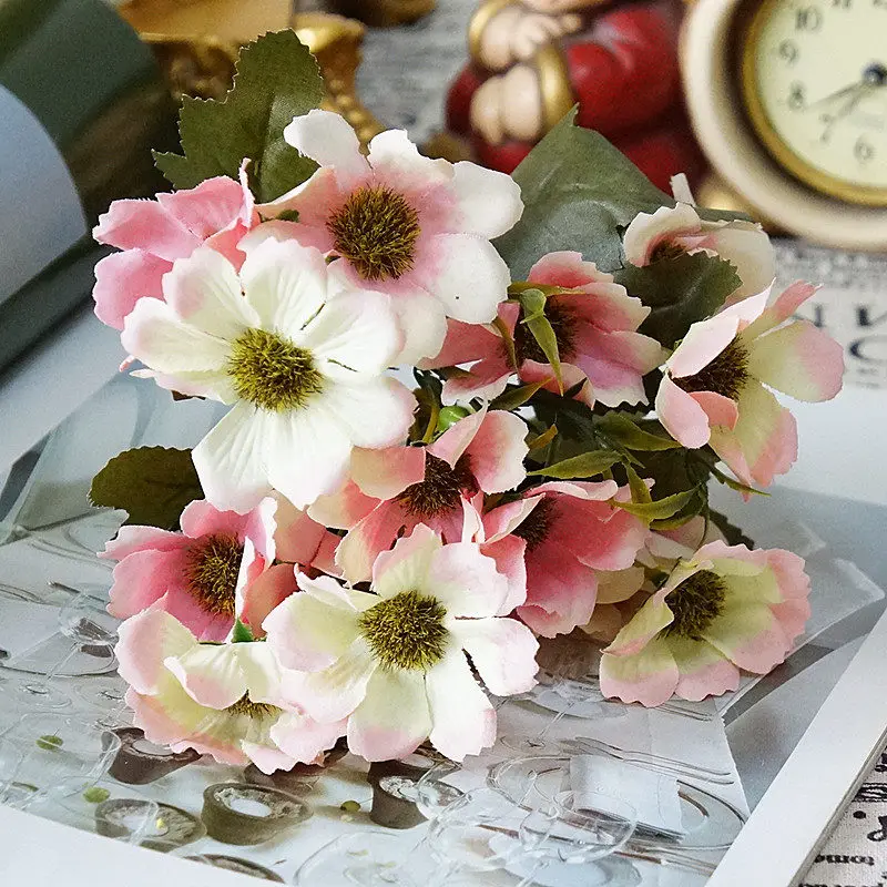 

15 Heads European Cherry Blossom Cosmos Artificial Flower Bouquet Home Party Spring Wedding Decoration Craft fake flower 52804