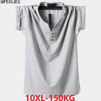 

summer men plus size big t-shirt oversize short sleeve tees 150KG V-neck 6XL 7XL 8XL 9XL 10XL simple blue black green tshirt 58