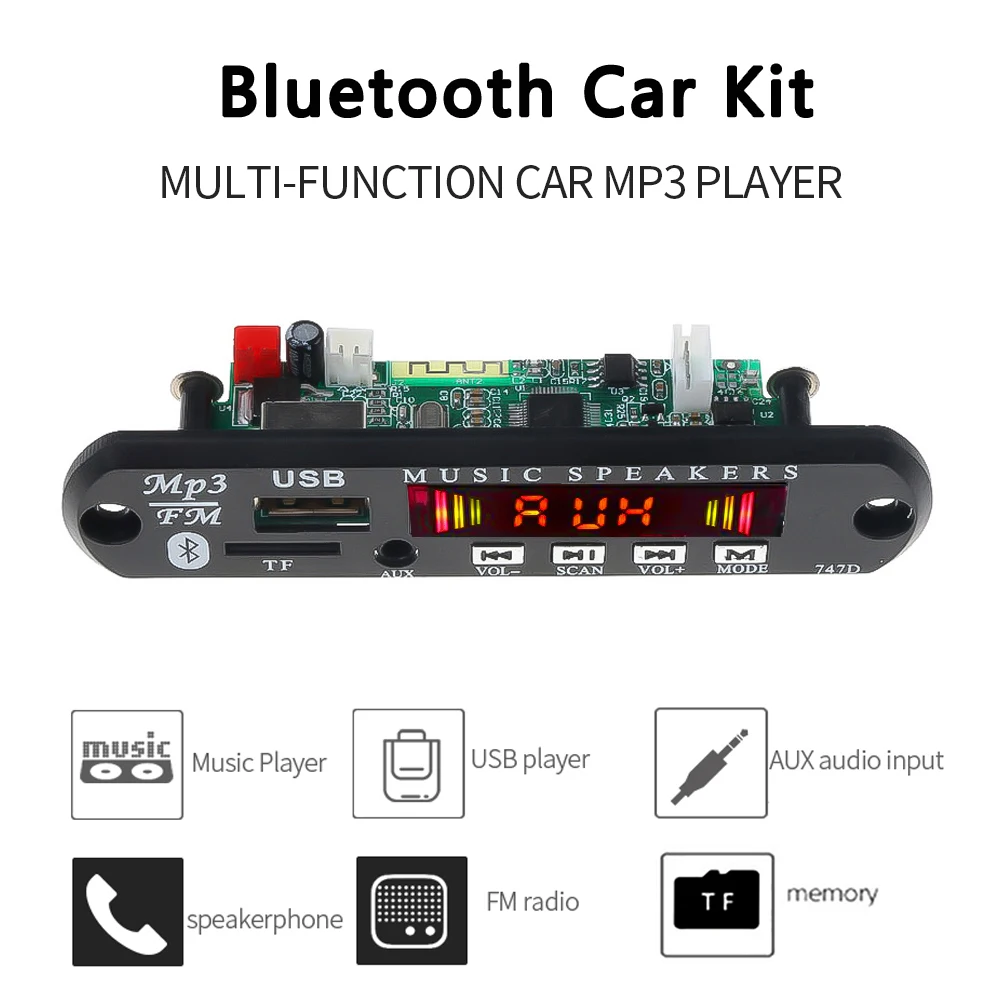 KEBIDU MP3 Player Wireless Bluetooth MP3 WMA Decoder Board Car Accessory with Recording Function Support USB/SD/FM Audio Module mp3 music player