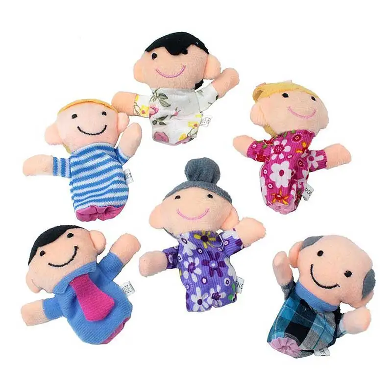 6Pcs/set Family Finger Puppets Doll Baby Educational Hand Cartoon Child Toys Kit 