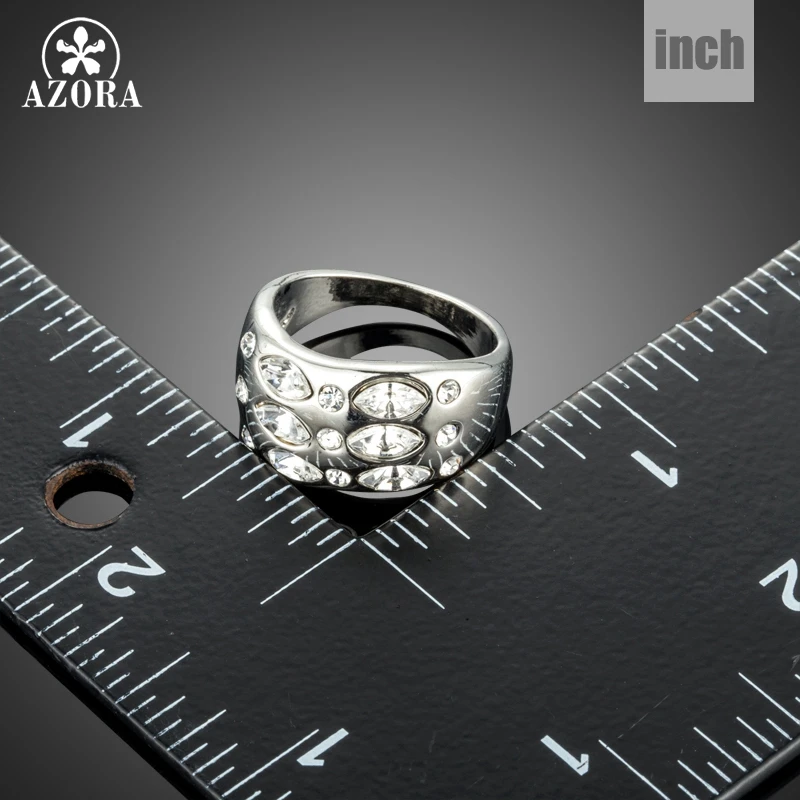 AZORA White Gold Color 3 Rows Marquise Stellux Australian Crystal Rings for Women TR0179
