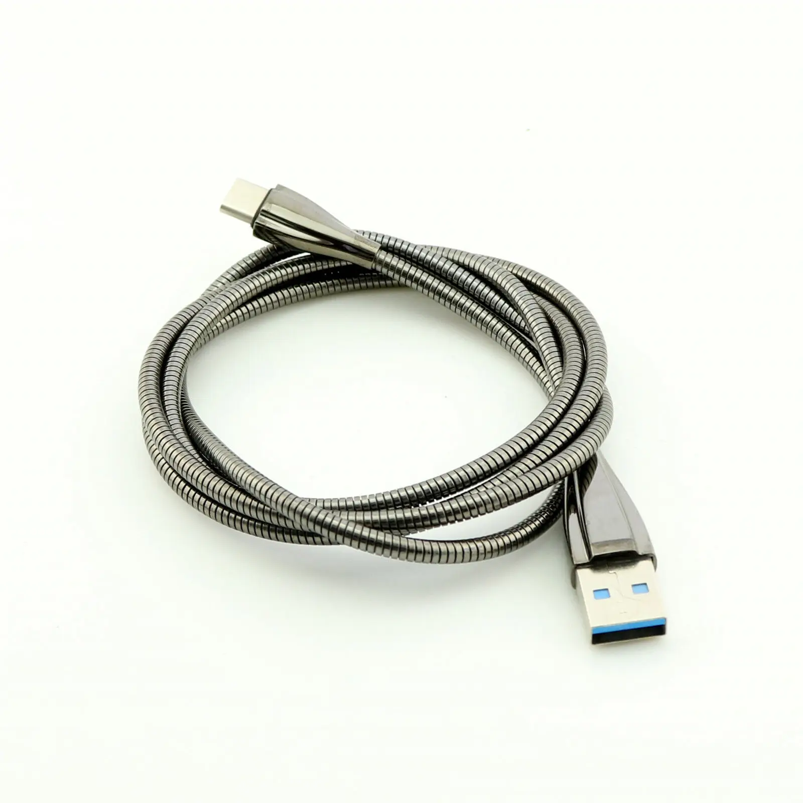 1х USB 3,1 type C штекер для USB 2,0 A штекер для зарядки синхронизации данных Гибкий металлический Соединительный шнур 3 фута/1 м - Цвет: Black