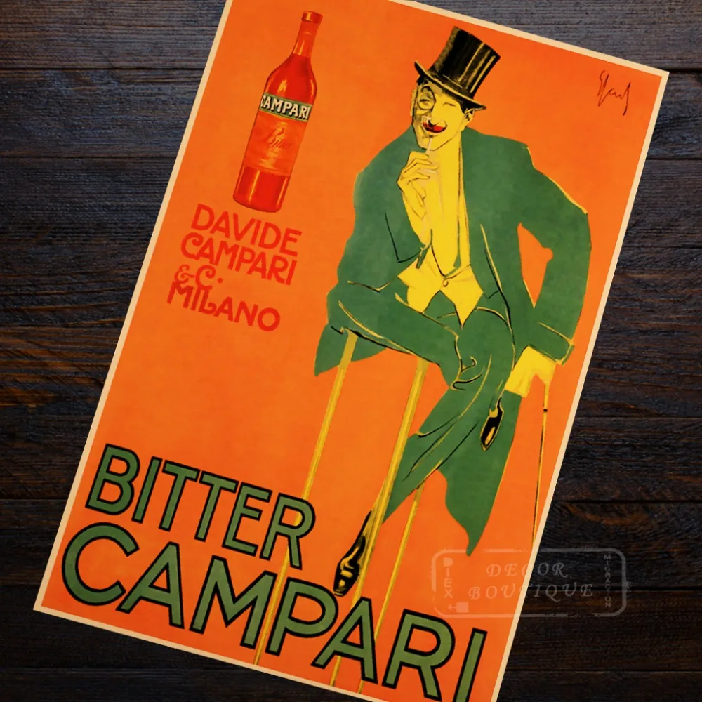 Реклама Bitter Campari propagation Ретро винтажный крафт-плакат декоративный DIY настенный