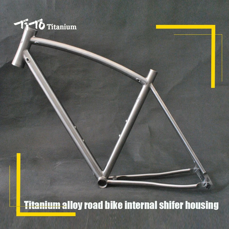 Cheap Free shipping !!! TiTo titanium new road bike frame 700C titanium road bicycle bent top tube internal shifter housing 4