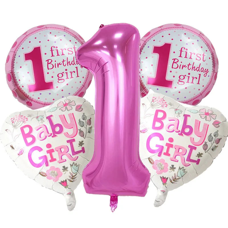 pink Blue Number Foil Balloons Baby 1st Birthday balloon birthday party decorations kids party decoration baby shower 2
