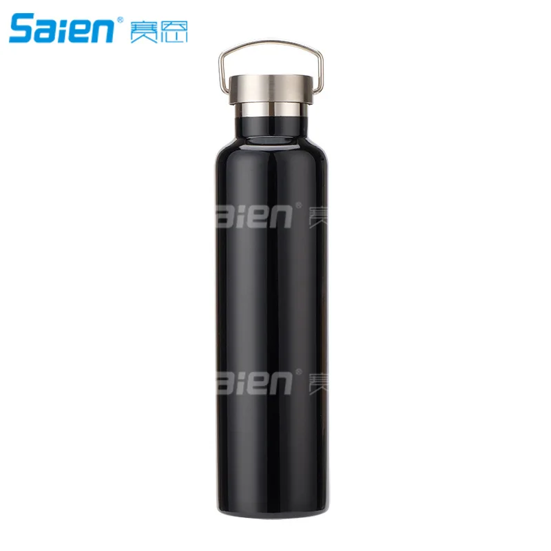 26 унций(750 мл) Спортивная бутылка для воды из нержавеющей стали, неизолированная BPA свободная герметичная одностенная Спортивная бутылка кувшин для походов - Цвет: Черный