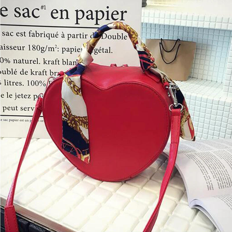

New fashion heart shape pu leather scarf handle shoulder bag