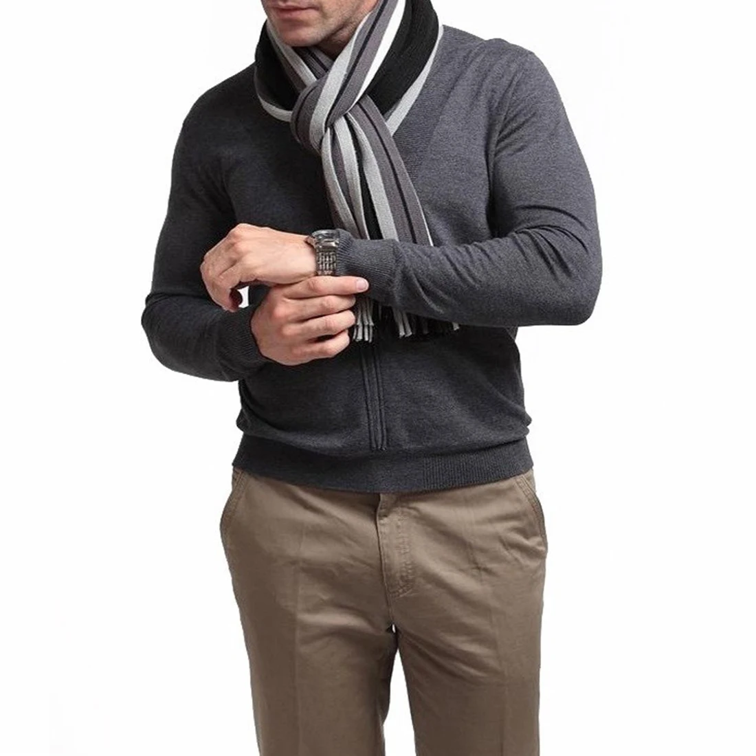 Новые зимние полосатые мужские шарфы, полосатый шарф, мужские шали шарфы, Осенний модный дизайнерский шарф с кистями