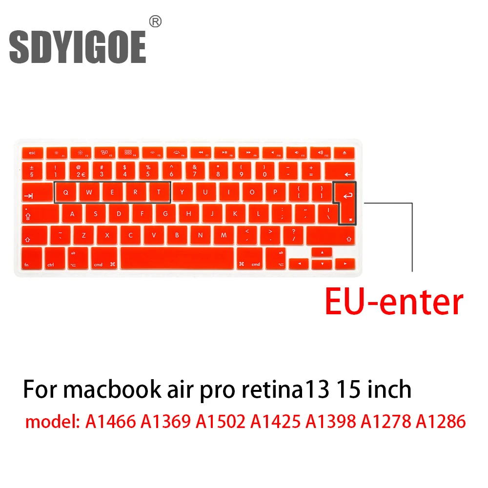 Чехол для клавиатуры ноутбука macbook air 13 pro 15 дюймов A1466 A1502 A1278 A1398 EU Силиконовая накладка для клавиатуры цветная защитная пленка