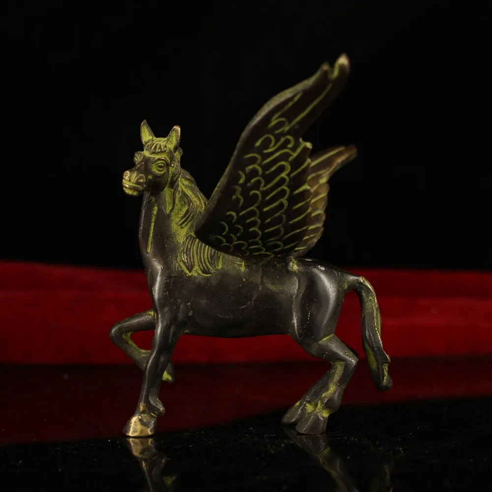 

4" China old Antique Tibet copper handmade fly Horse statue