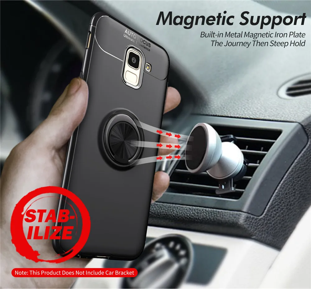 

Finger Ring Protective Case For Samsung Galaxy J4 J6 J8 2018 Case Soft Silicone Shockproof Cover For Samsung J 4 6 8 Case Skin