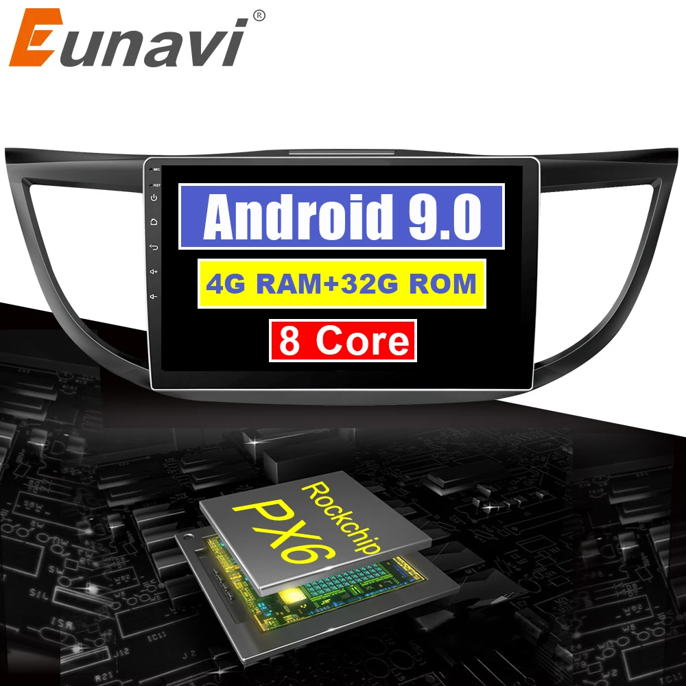 

Eunavi 4G+64G Android 9.0 4G Car Radio Multimedia Audio Player Navigation GPS 2Din For Honda CRV 2012 2013 2014 2015 2016 PX6