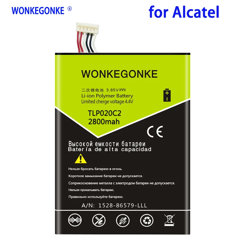 

WONKEGONKE 2800mah TLP020C2 Phone battery For Alcatel One Touch Idol X 6040 6040A 6040D battery