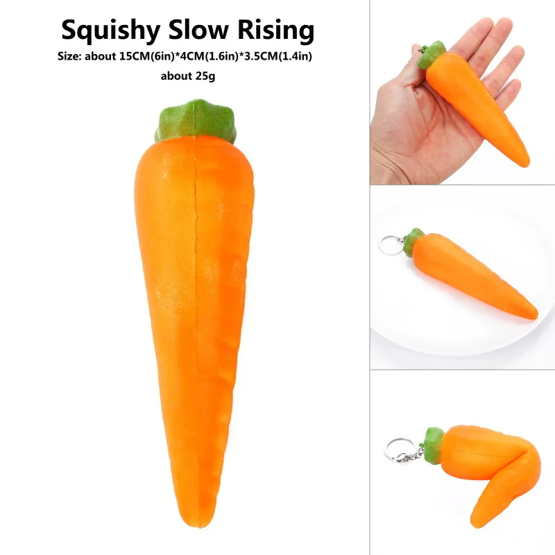 Squeeze Squishy Watermelon Slow Rising Simulation Stress Stretch Bread squish Fruit toy kids toys christmas free shipping - Цвет: carrot