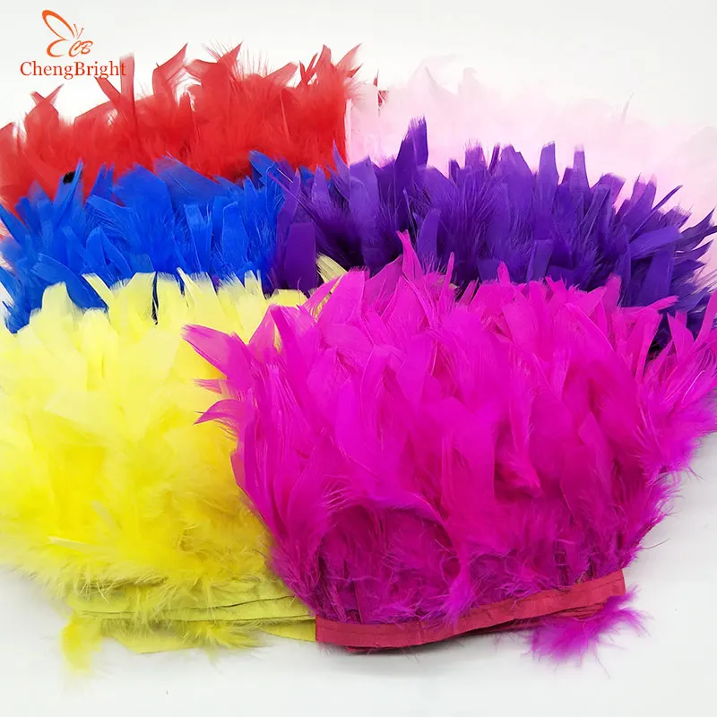 

ChengBright 1Yards Turkey Feather Pruning Cloth Sideband Diy Festive Stage Performance Craft Feathers Trim Feather Trim Fringe