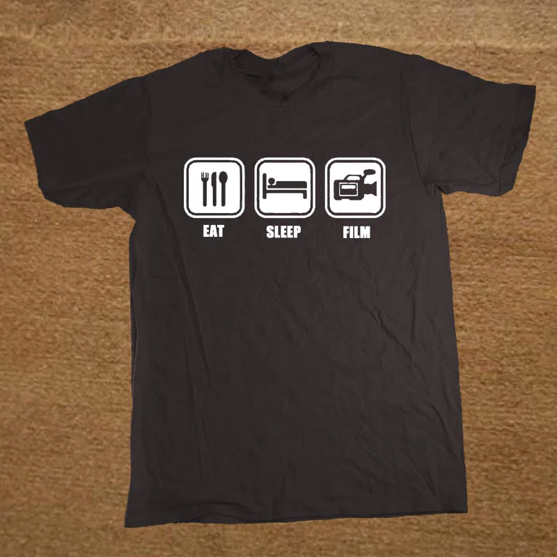 

Brand Clothing EAT SLEEP FILM TV Camera Man Director Funny T Shirt Tshirt Men Cotton Short Sleeve T-shirt Top Camiseta