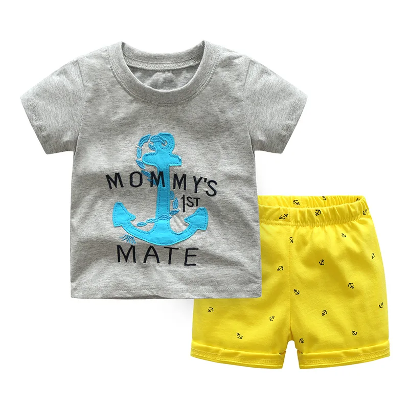 Summer New European and American Dinosaur Cartoon Children's Set Boys Short Sleeved Boys T Shirt Middle Pants Children's Suit Summer New European and American Dinosaur Cartoon Children's Set Boys Short Sleeved Boys T Shirt Middle Pants Children's Suit