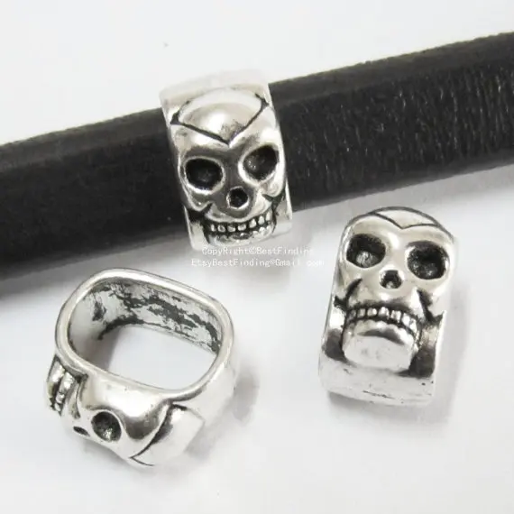 

Licorice skull sliders 10x6mm Licorice Leather bracelet findings -LF09
