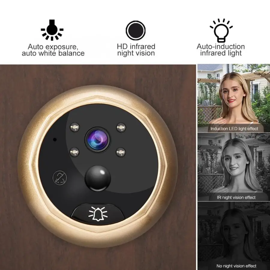 4.3in монитор видео дверной звонок камера ночного видения PIR обнаружения движения дверной звонок видео-глаз с TF картой съемки фото дверной просмотра