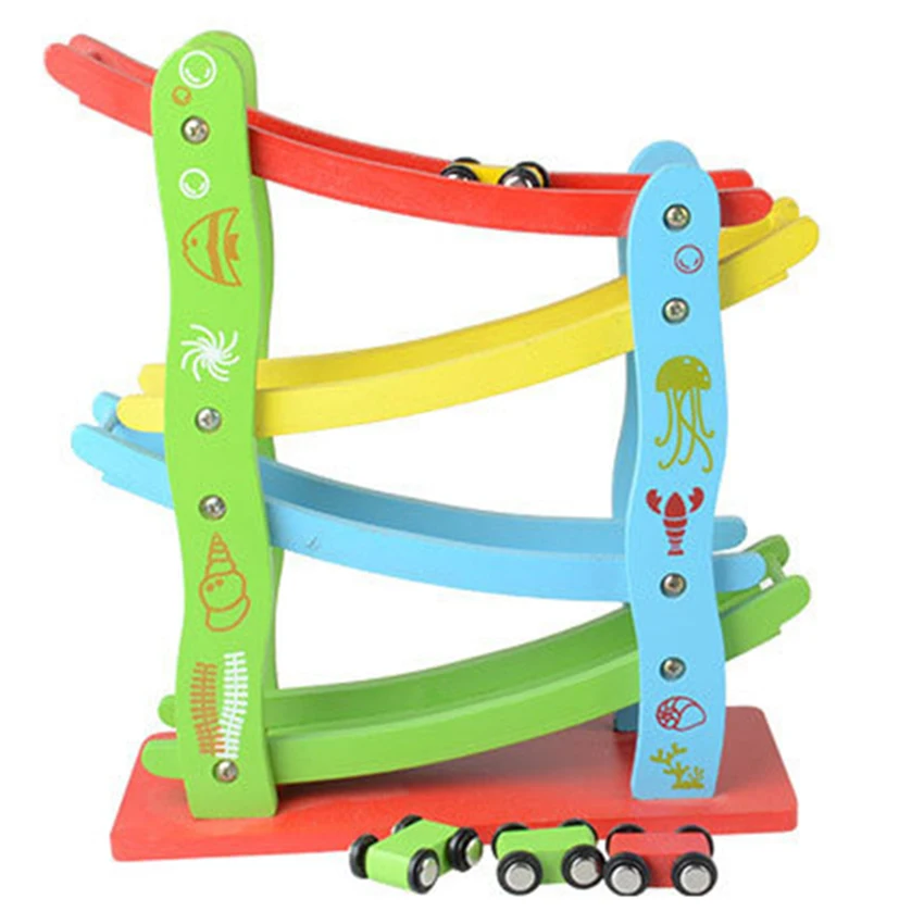 Blocks Diy Models Toy Wooden Track Rail Sliding Block Csr Racing