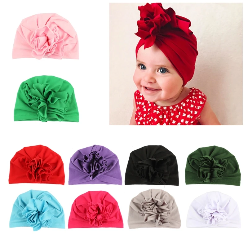 

Flower Girls Baby Hat Newborn Elastic Baby Turban Hats Cotton Infant Beanie Cap