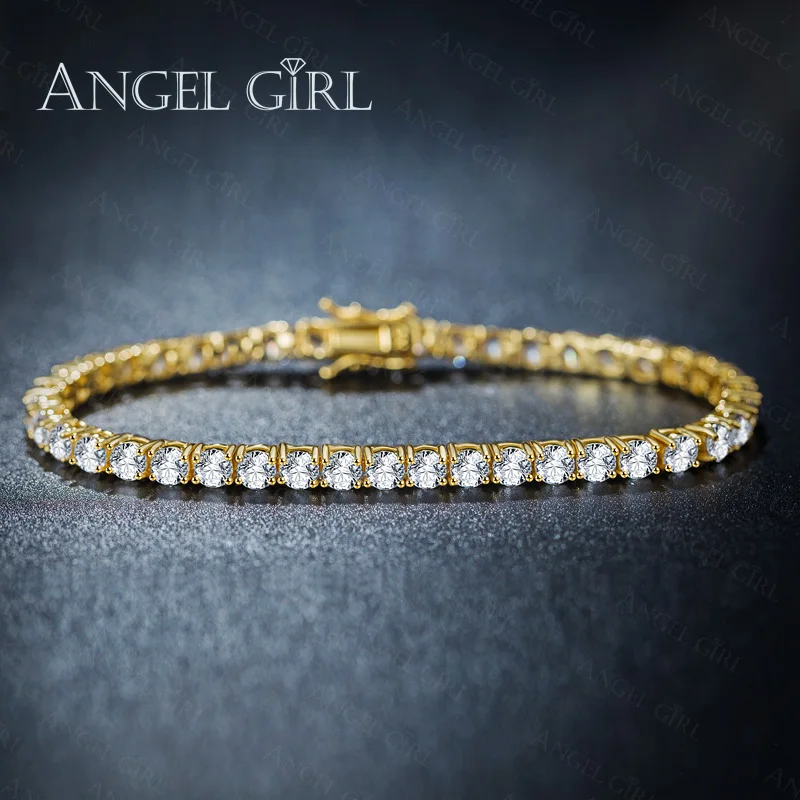 Angelgirl/2018 г. Большая распродажа круглые золотые с кубическим цирконием теннисные