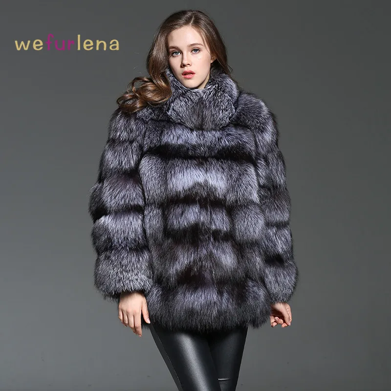 Женский Бренд Welfurlena 85 см Натуральная лисица пальто 2018 зимняя женская теплая