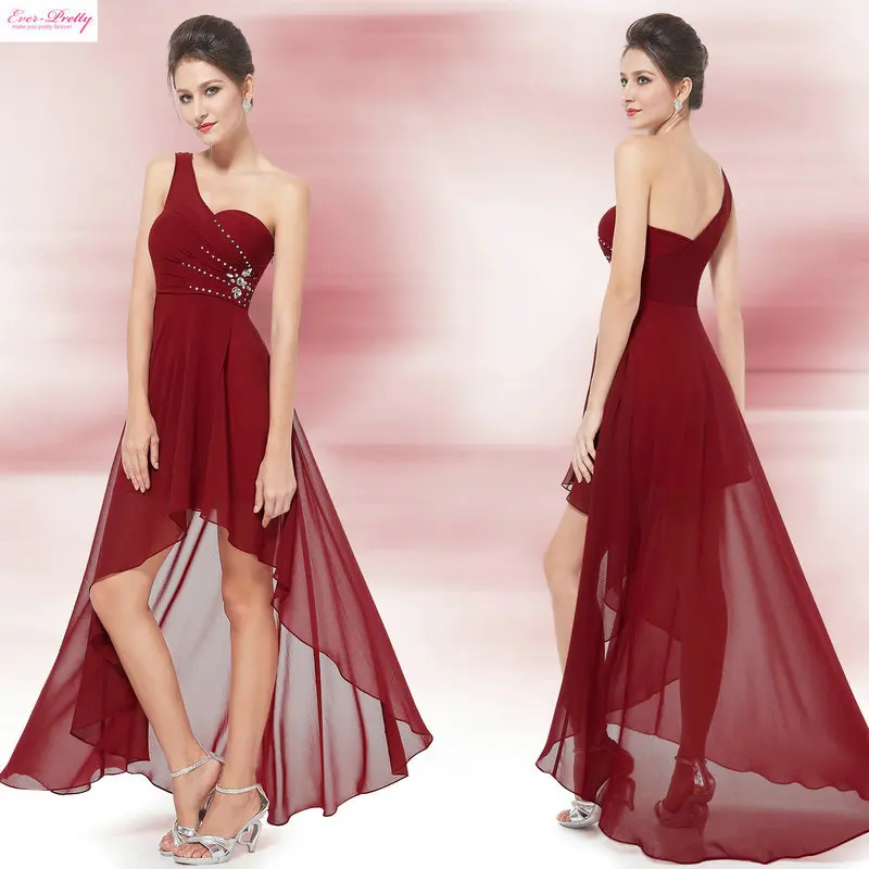 Сексуальная одно плечо шифон мода привет низкий вечерние платья HE08100CO больше цвета мода свадебные платья - Цвет: Burgundy
