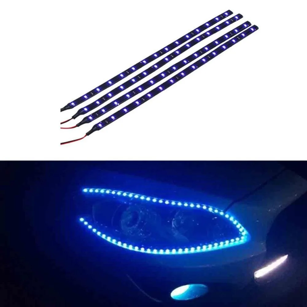 

4pcs 30cm LED Strips Light Automobile LED Lamp Patch Strip Flexible Waterproof