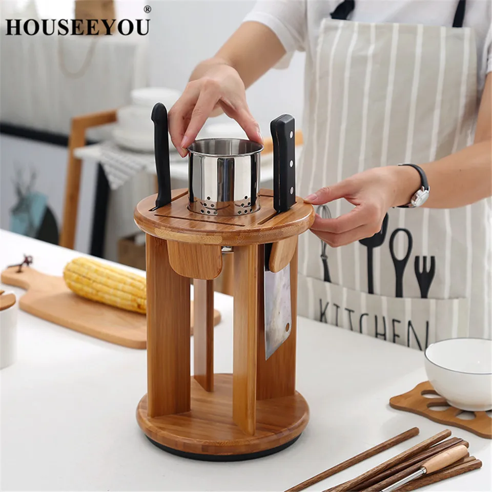 Подставка для ножей HOUSEEYOU многофункциональная вращающаяся на 360 градусов полка