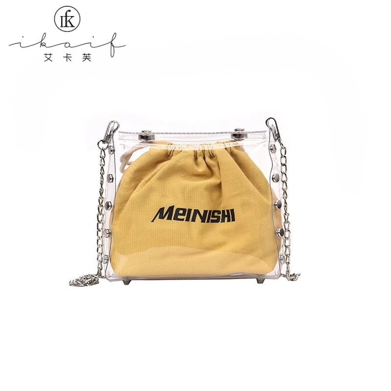 

2019 NEW Women Handbags PVC Transparent Jelly Academic Style Pure Color Simple Single Shoulder Slanting Fashion Lady Bag