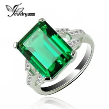 JewelryPalace Luxury 5.9ct Created Green Nano Russian Emerald Cocktail Ring 925 Sterling Silver Rings for Women Fine Jewelry