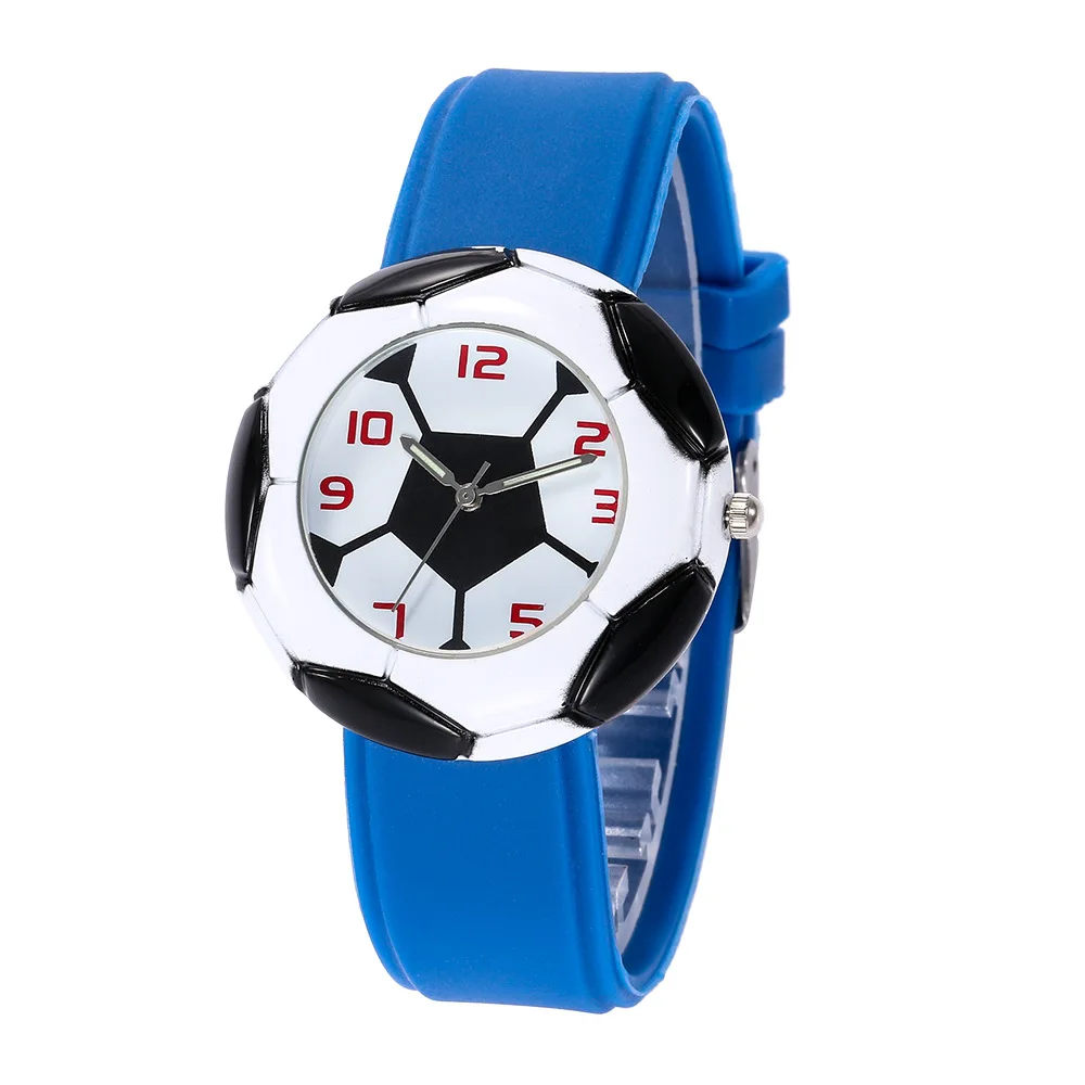 Дропшиппинг Милые 3D Футбол детские часы с рисунком из мультфиломов для обувь девочек Резиновая дети часы мальчиков дешевые синий силиконовый кварц WristWat