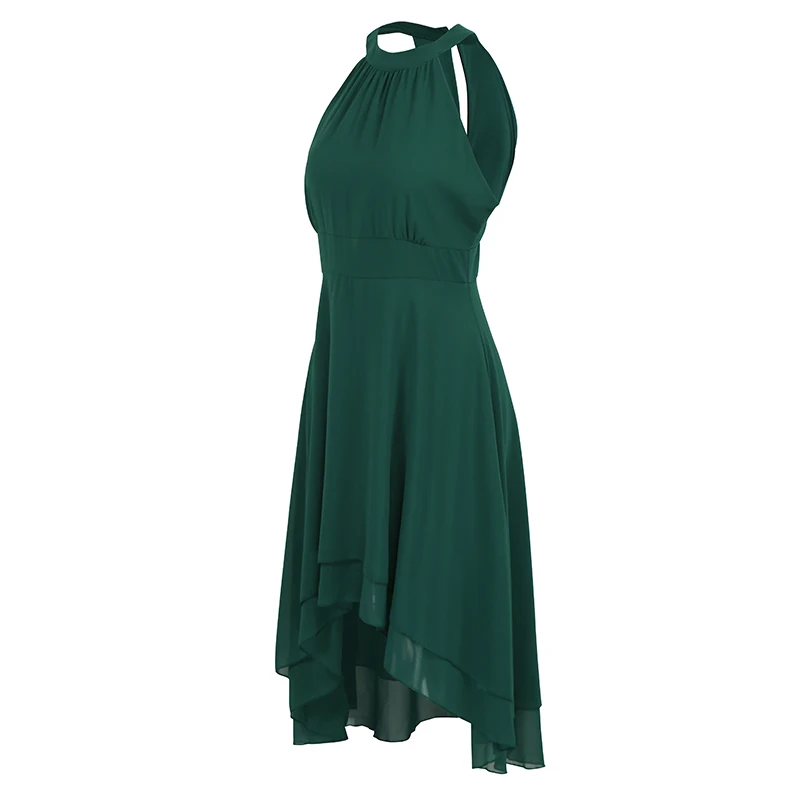 Versear женское элегантное шифоновое платье с вырезом на спине без рукавов, многослойное асимметричное Плиссированное вечернее платье, летнее новое платье миди