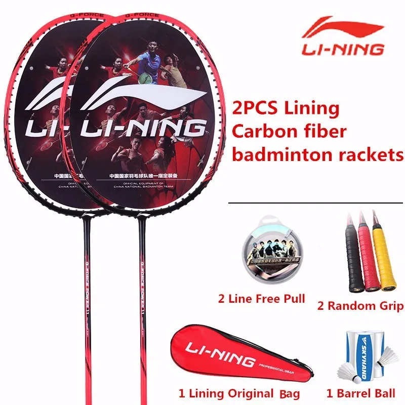 2 шт. оригинальная подкладка ракетка для бадминтона Li-ning ракетки для бадминтона 1 пара Li Ning ультра-светильник из углеродного волокна три цвета L458OLC